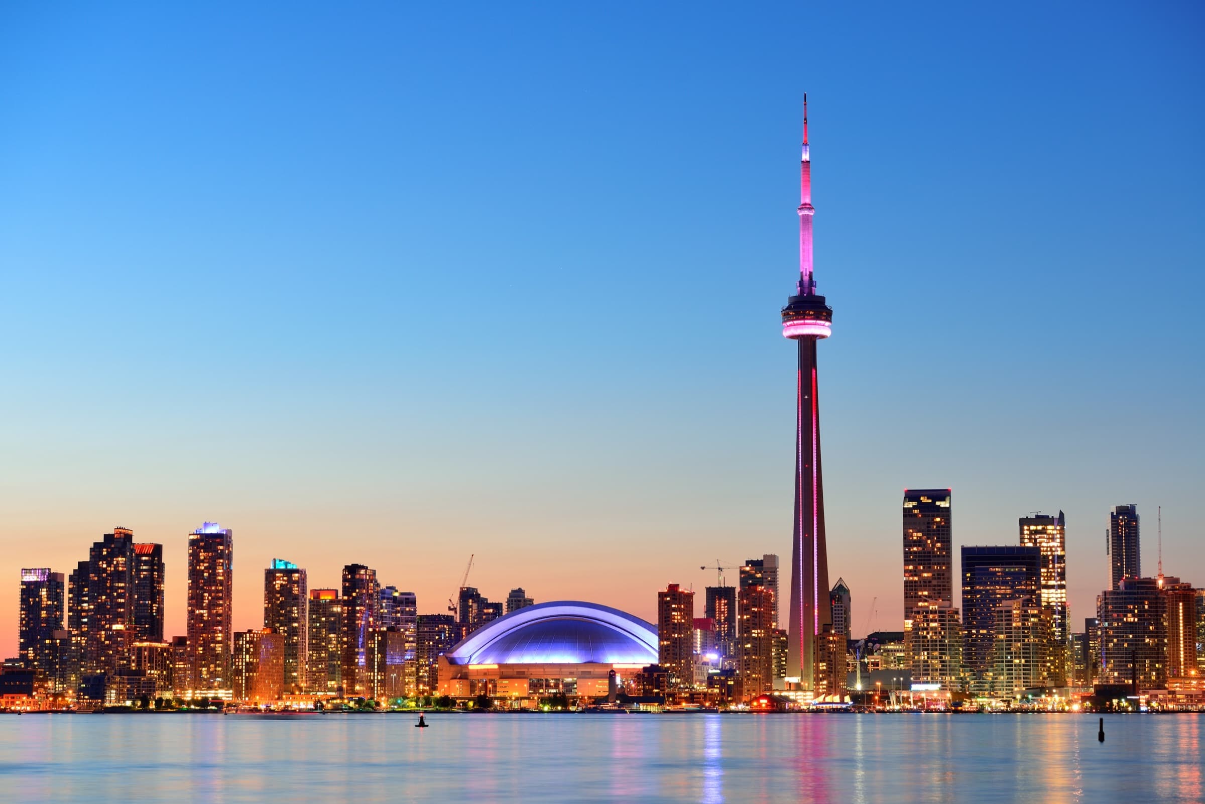 Toronto skyline with the CN Tower. Begin your Canadian immigration journey